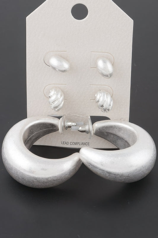 Textured Seashell Earrings Set