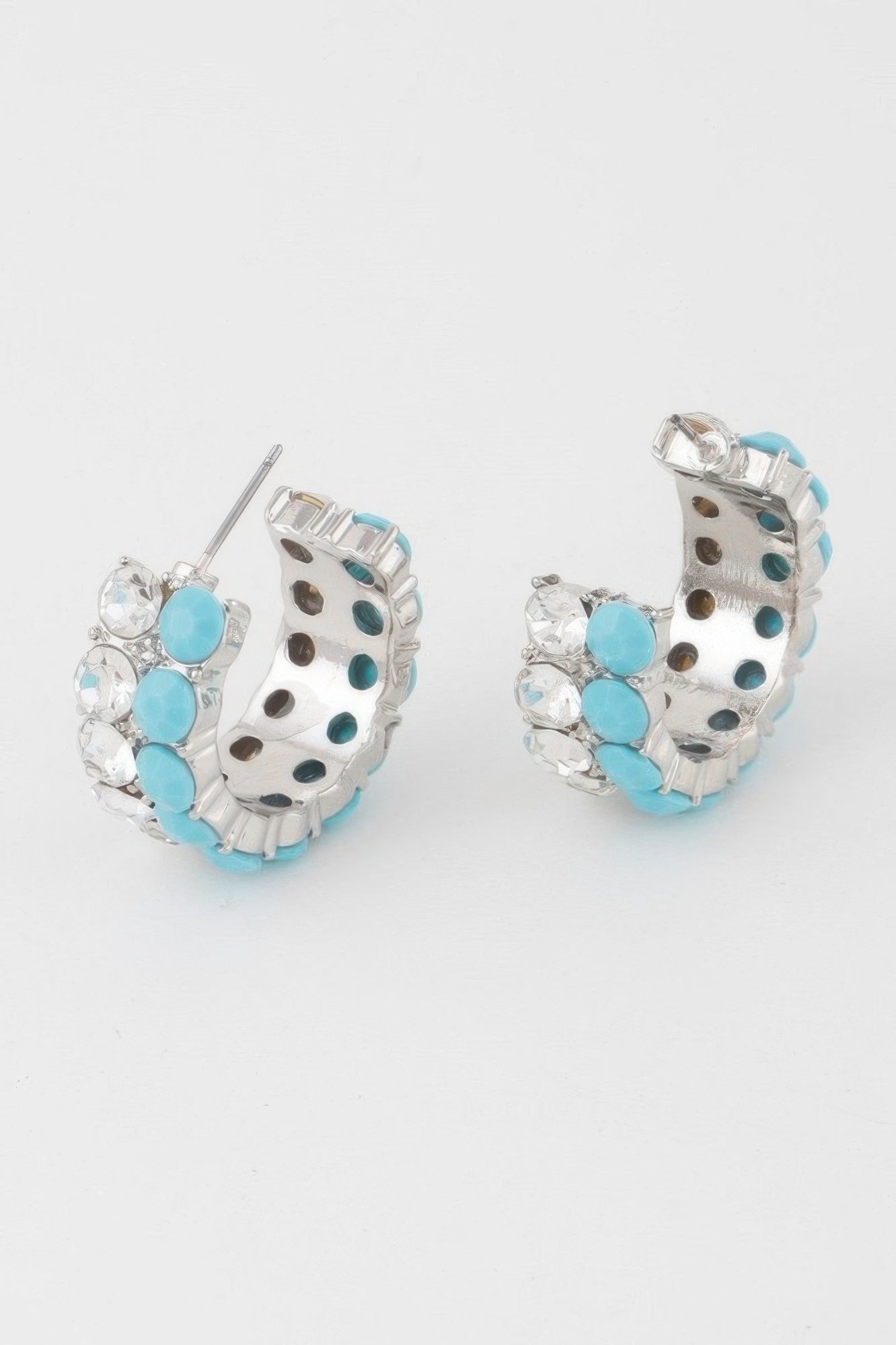 Double Jewel Stone Hoop Earrings