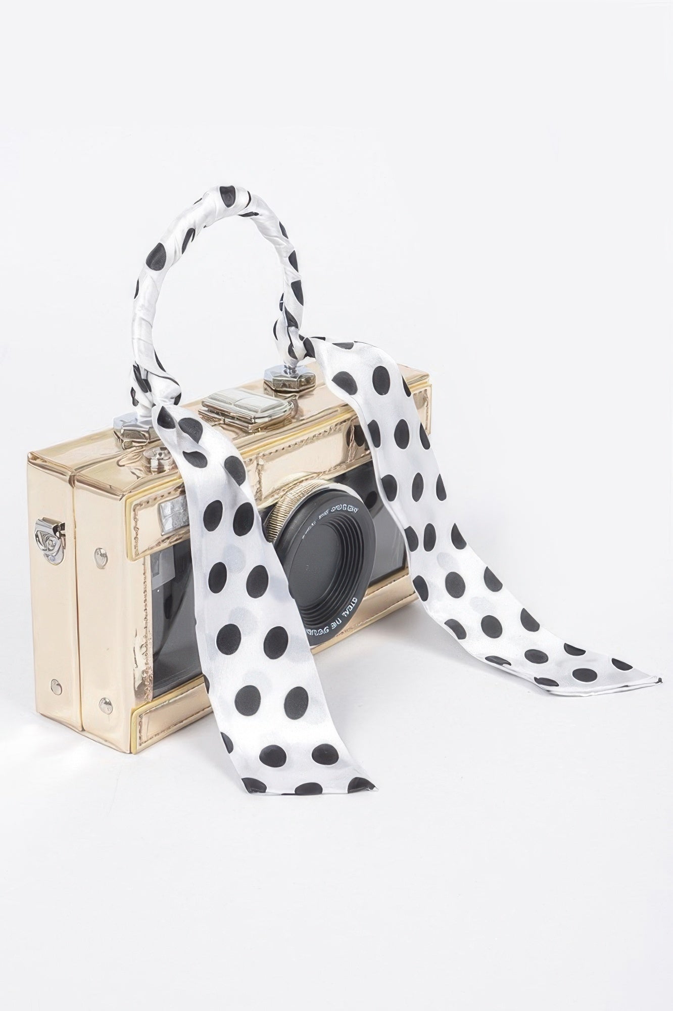 Mirror Vegan Leather Clear Tophandle Camera Clutch