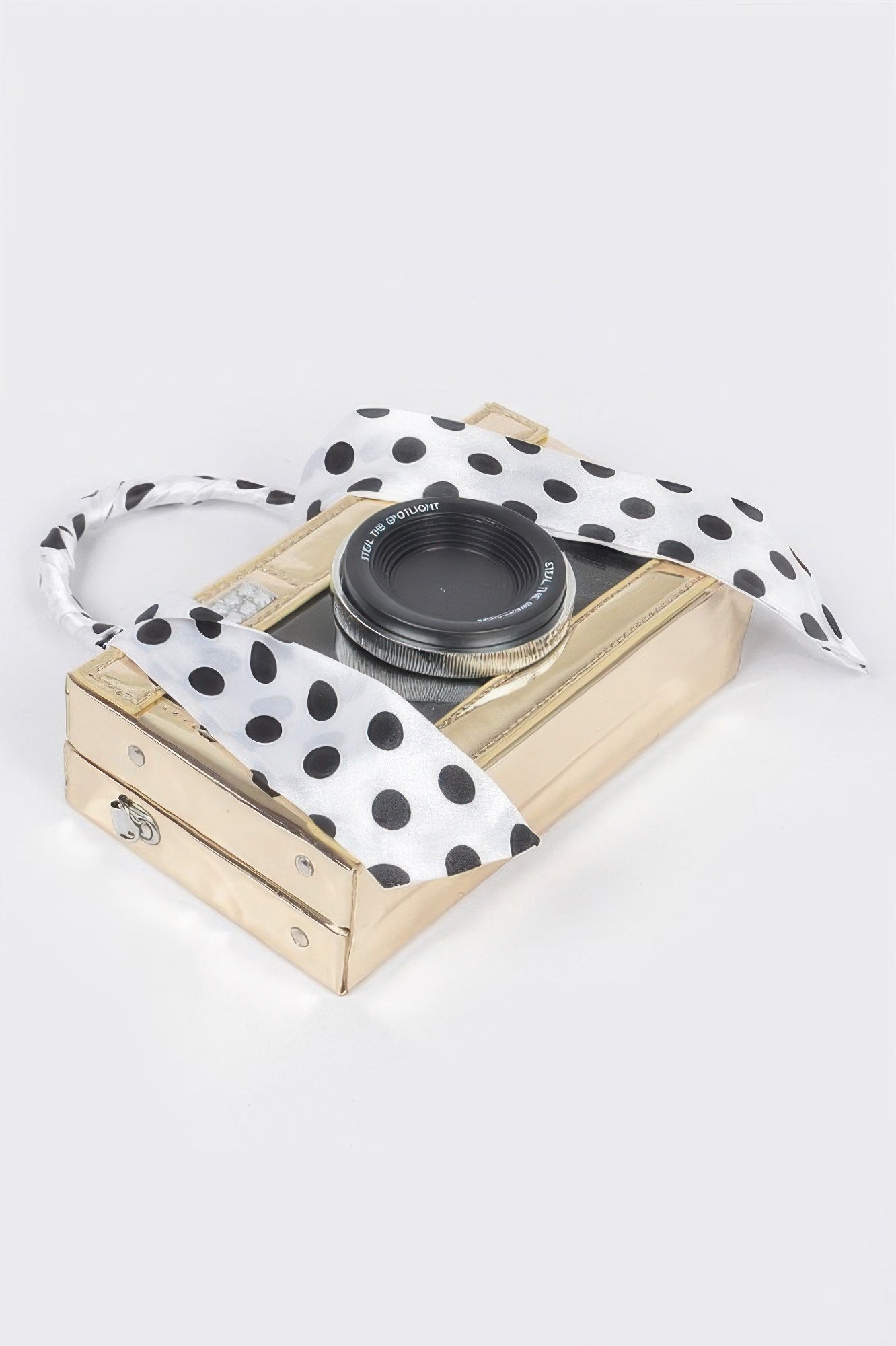 Mirror Vegan Leather Clear Tophandle Camera Clutch