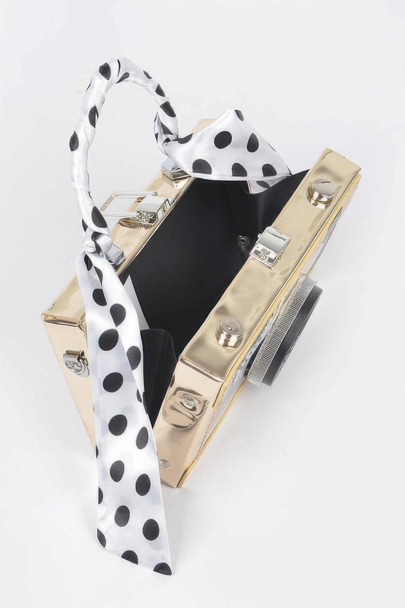 Mirror Vegan Leather Clear Tophandle Camera Clutch