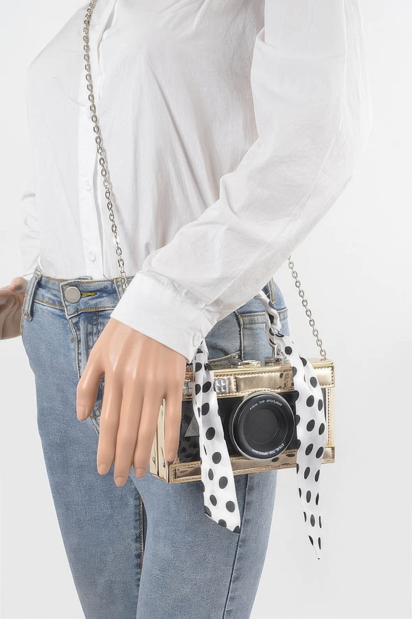 Mirror Vegan Leather Clear Tophandle Camera Clutch