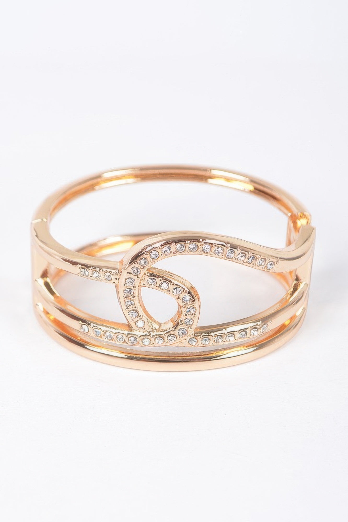 Rhinestone Metal Spring Hinge Cuff