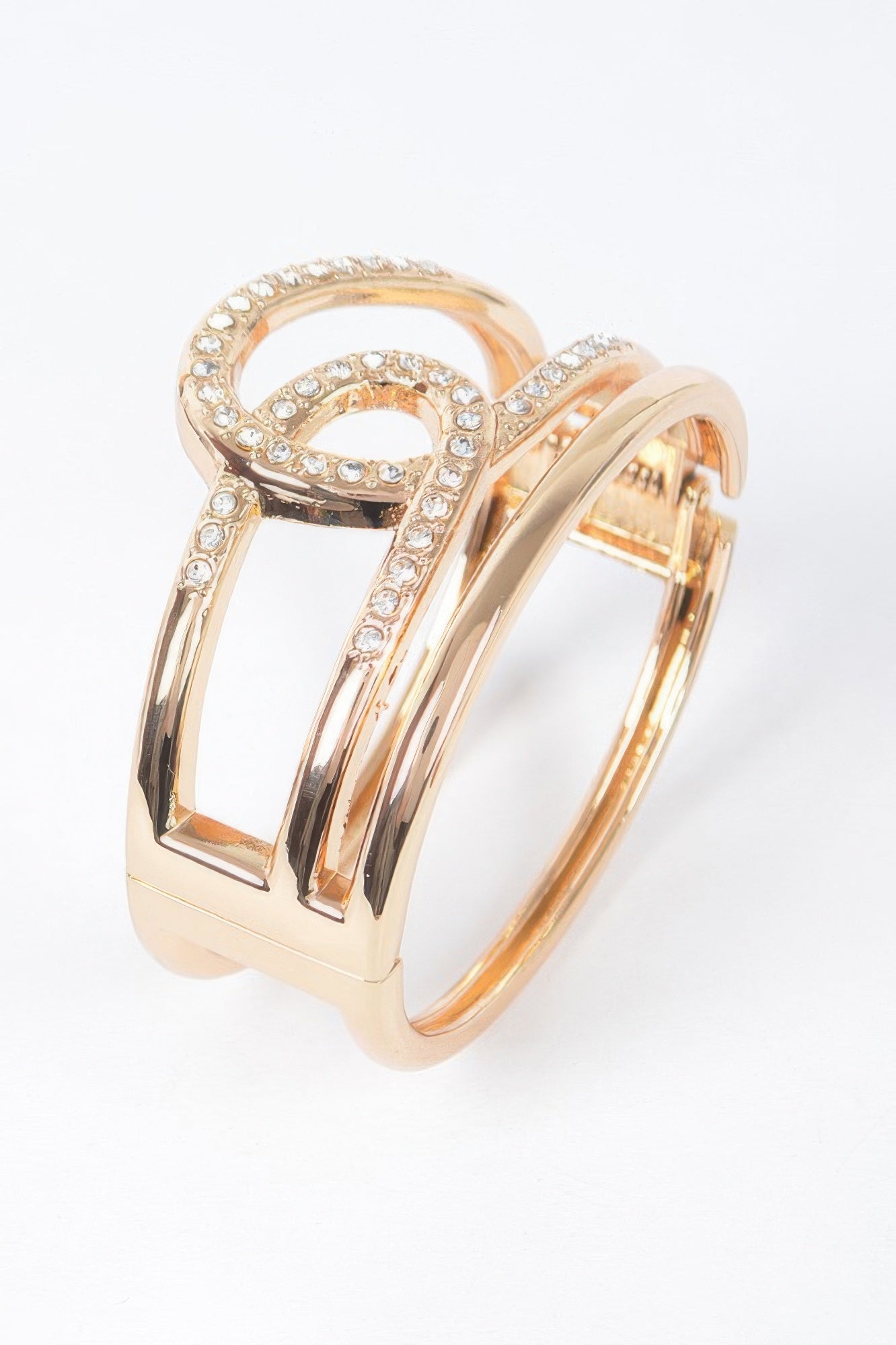 Rhinestone Metal Spring Hinge Cuff