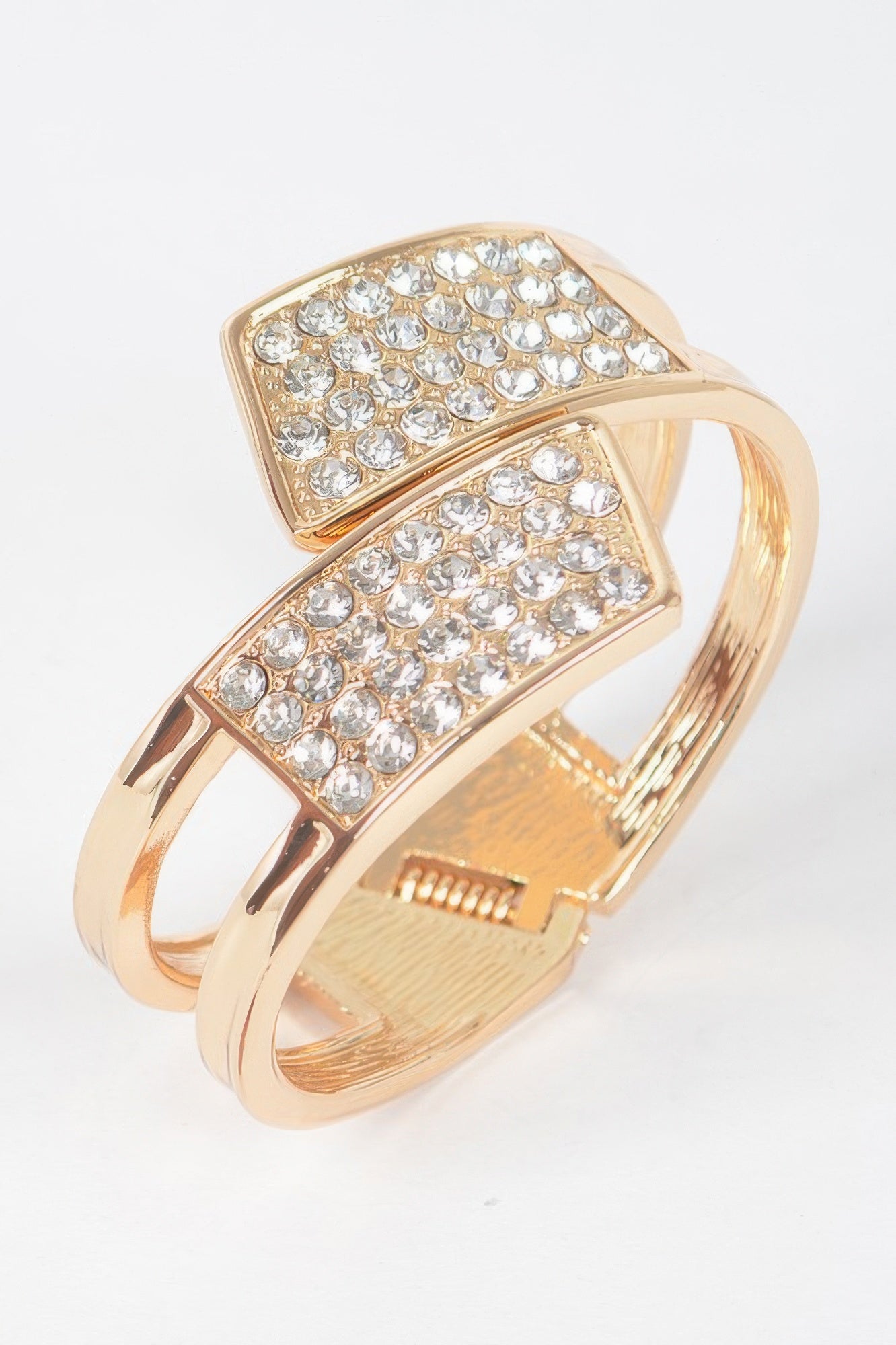 Rhinestone Metal Spring Hinge Cuff