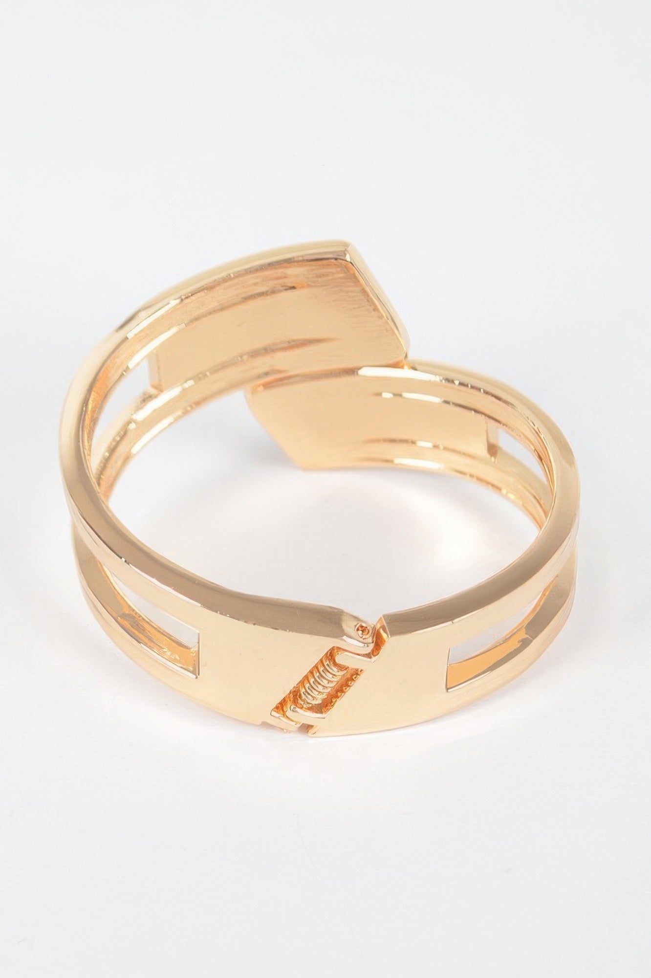 Rhinestone Metal Spring Hinge Cuff