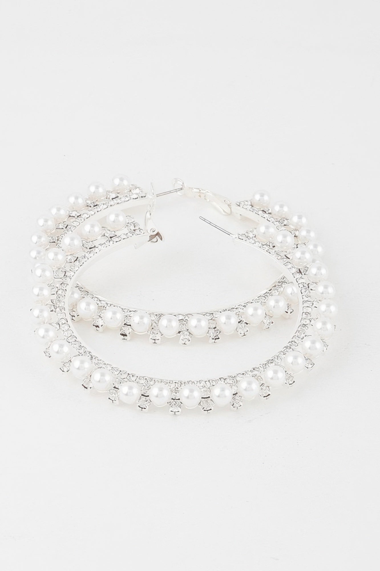 Jeweled Pearl Hoop Earrings