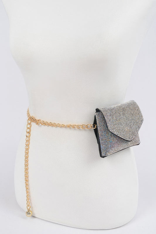 Rhinestone Mini Bag W Chain Belt