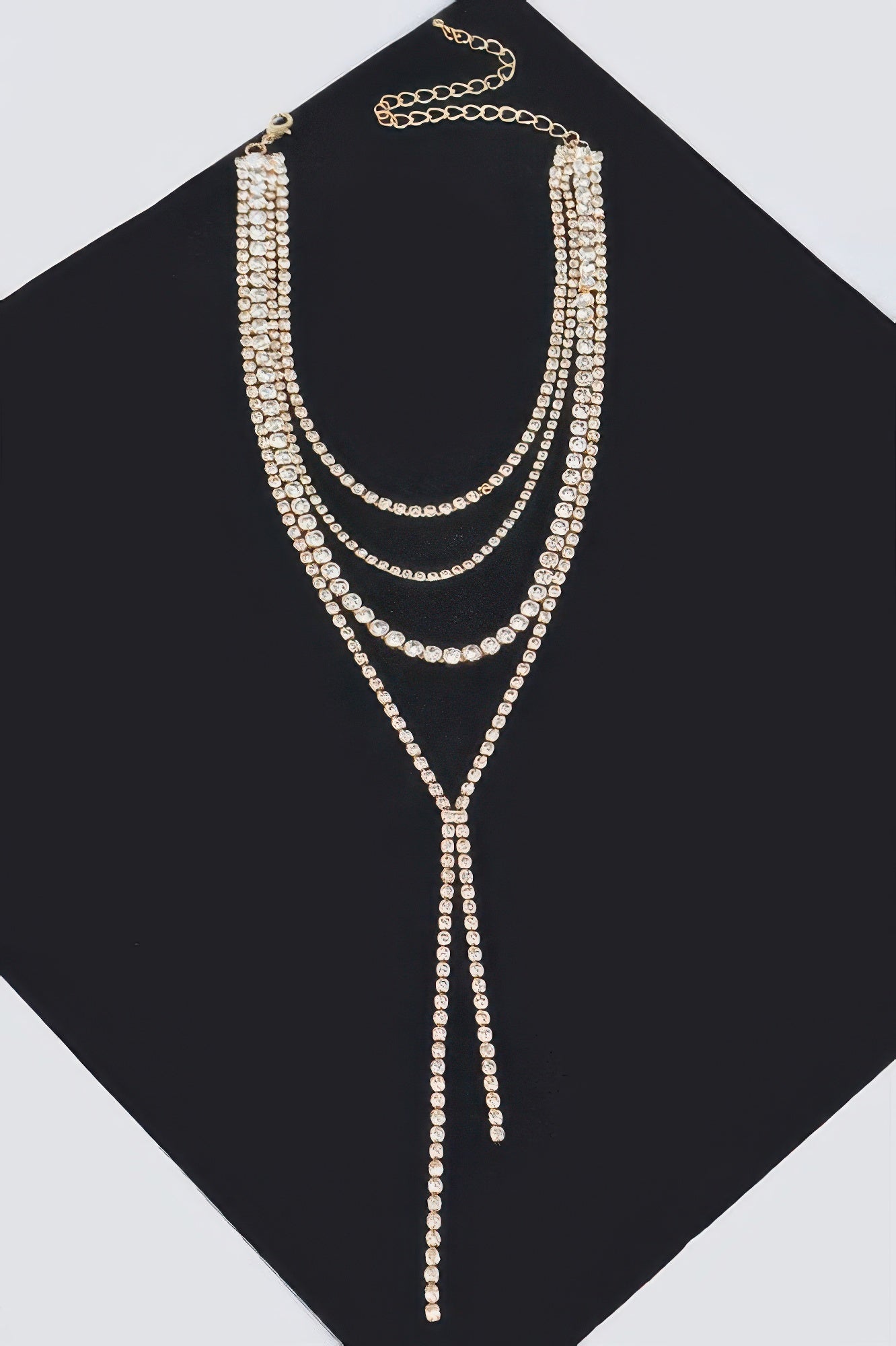 Multi-layered Rhinestone Long Necklace
