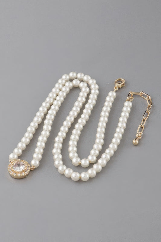 Rhinestone Pearl Beaded Necklace