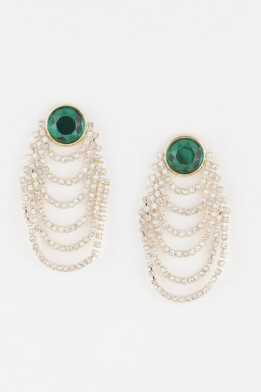 Multi Jewel Curtain Drop Earrings