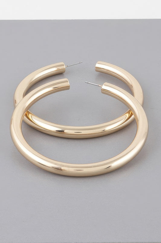 Wide Shiny Hoop Earrings