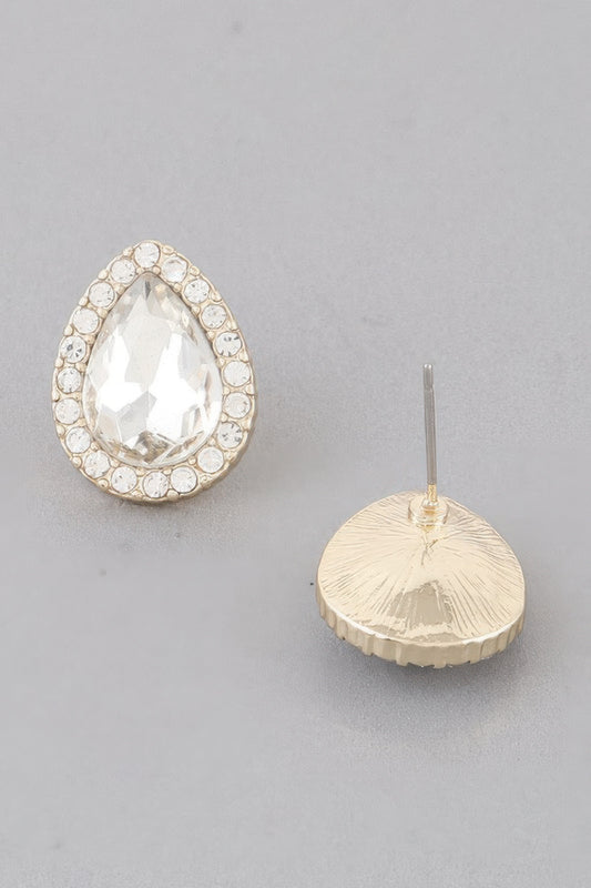 Jewel Teardrop Stud Earrings