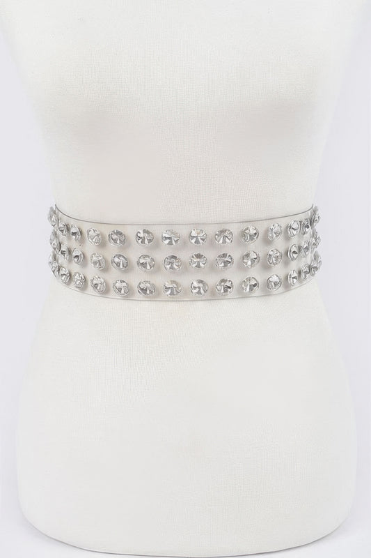 Multi Large Stone Clear Waist Belt