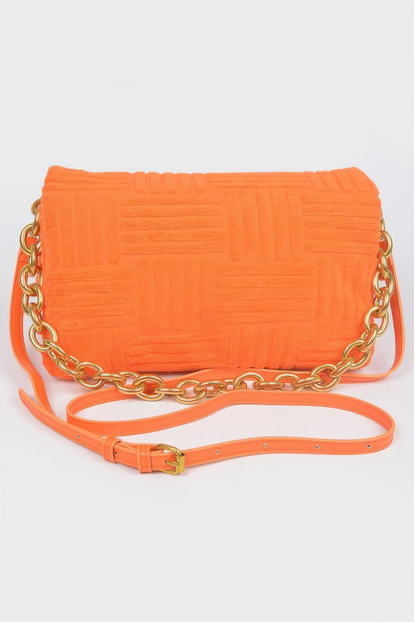 Towel Embossed Chain Flap Bag