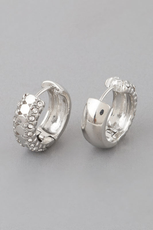Half Jeweled Hoop Earrings