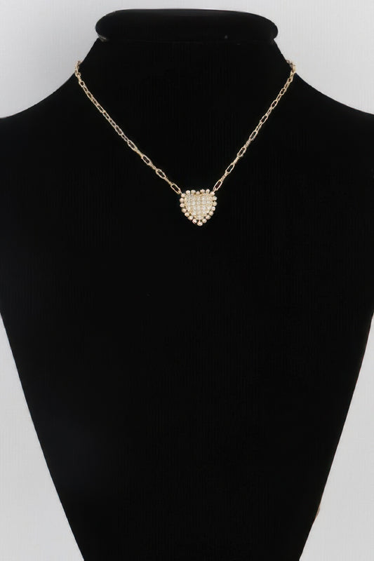 Rhinestone Heart Chain Necklace