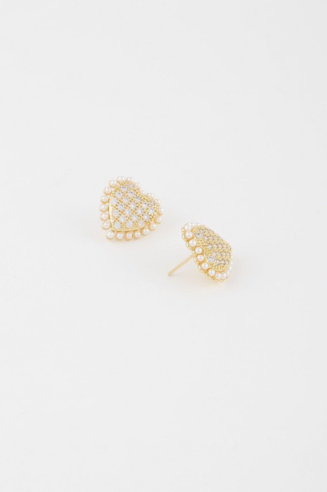 Beaded Heart Stud Earrings