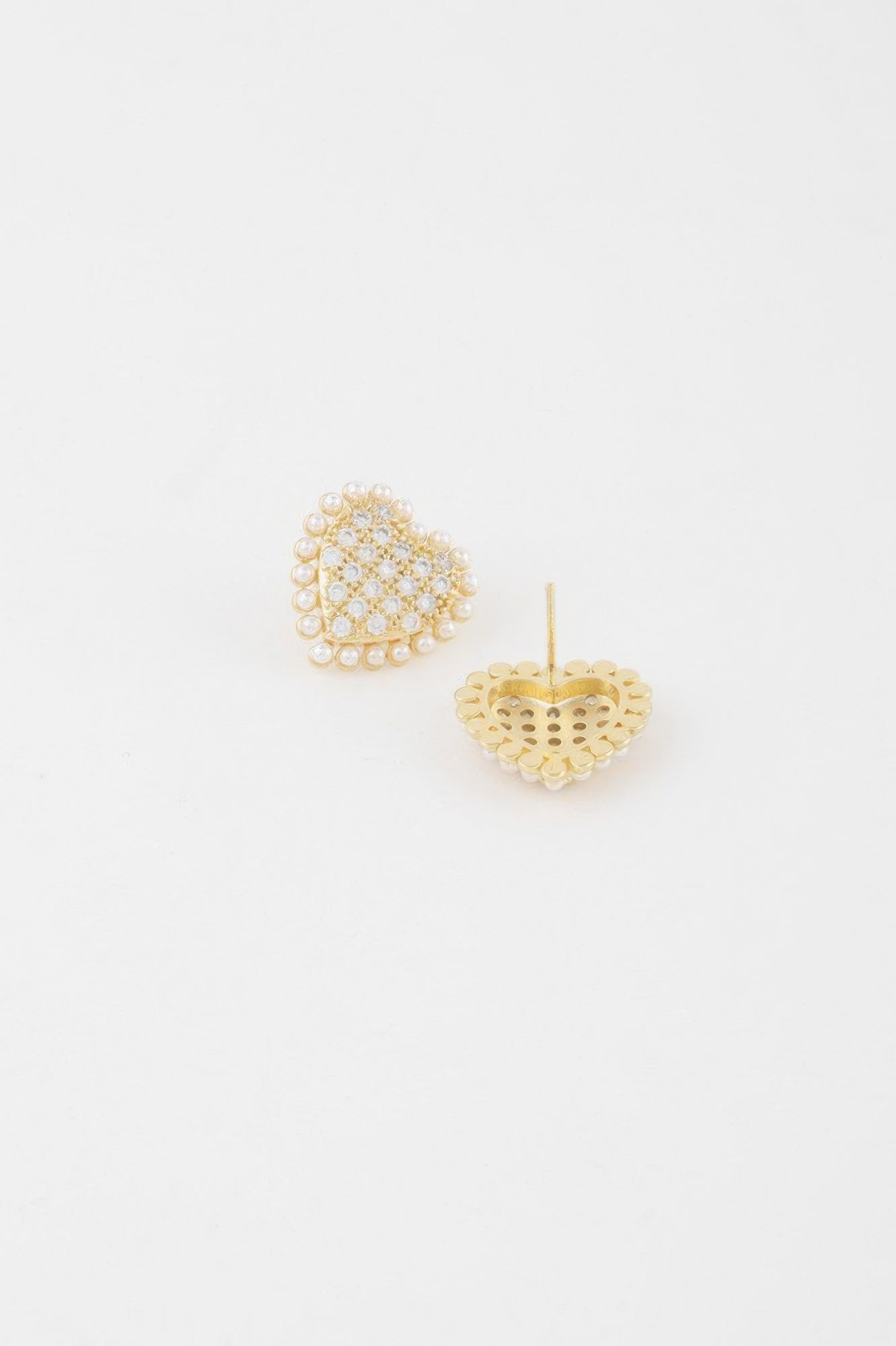 Beaded Heart Stud Earrings