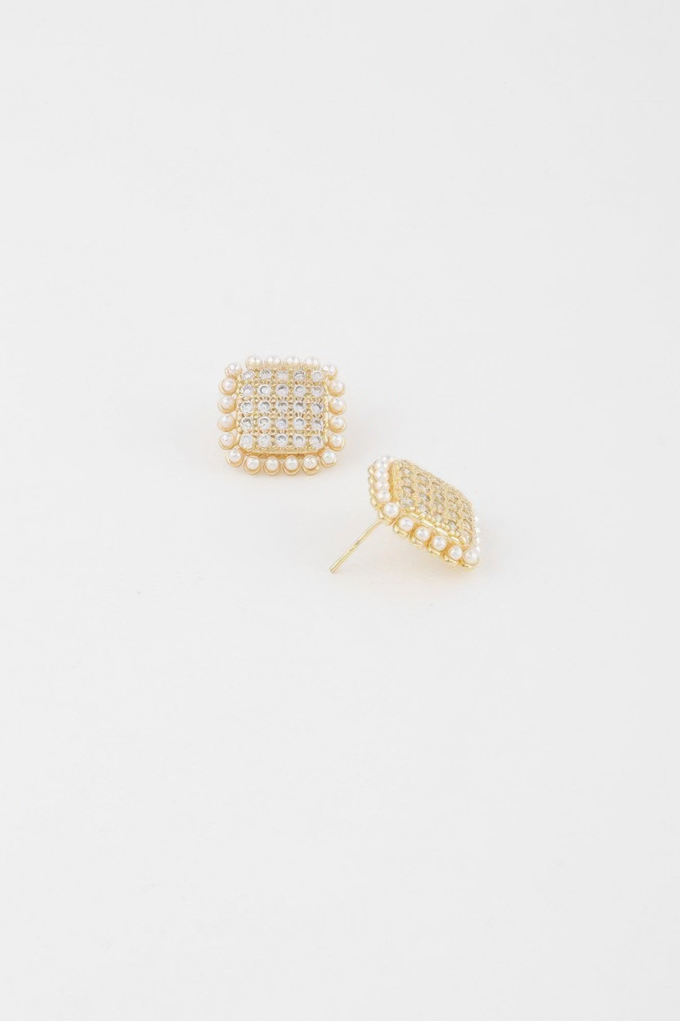 Beaded Square Stud Earrings