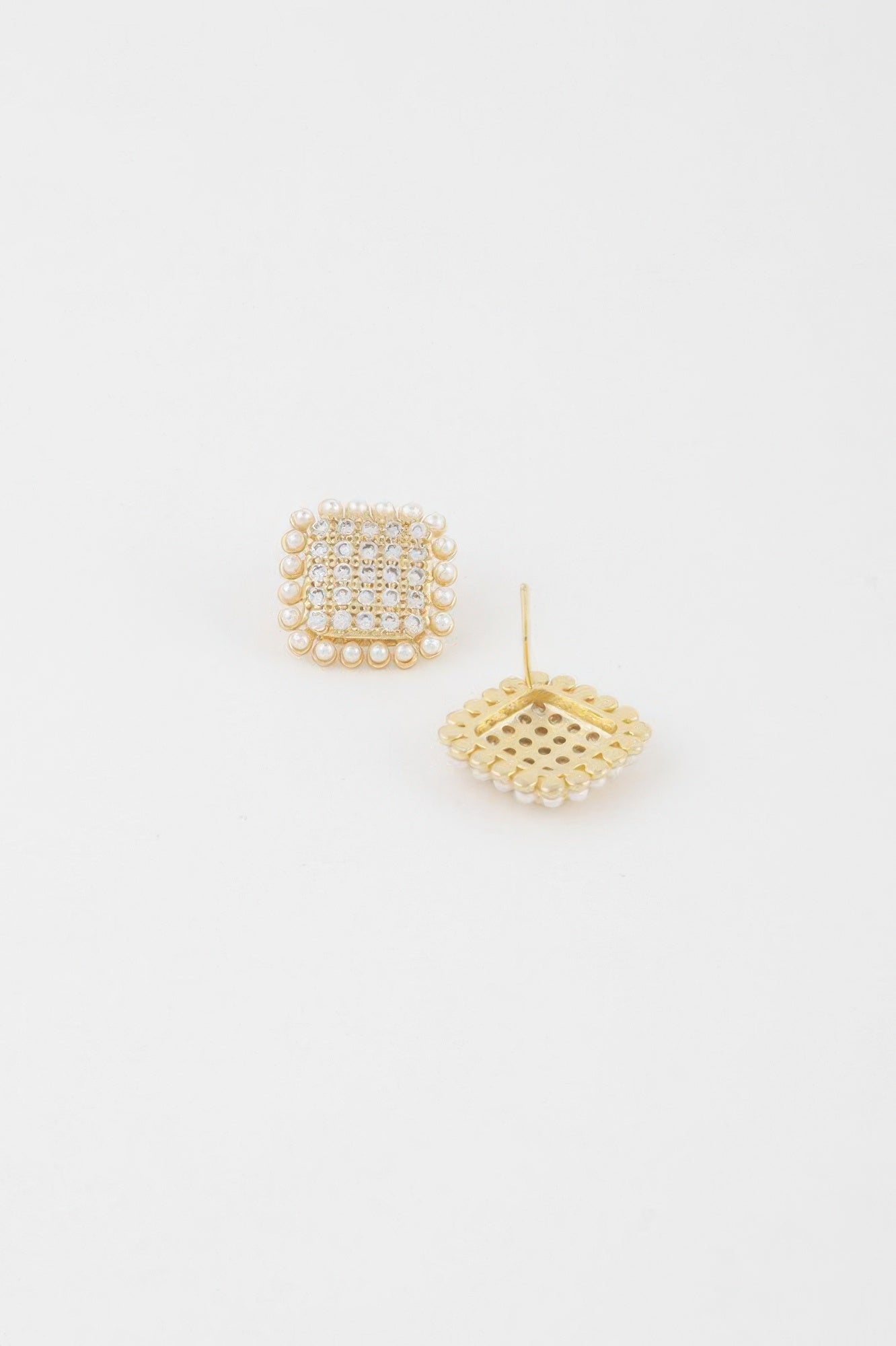 Beaded Square Stud Earrings