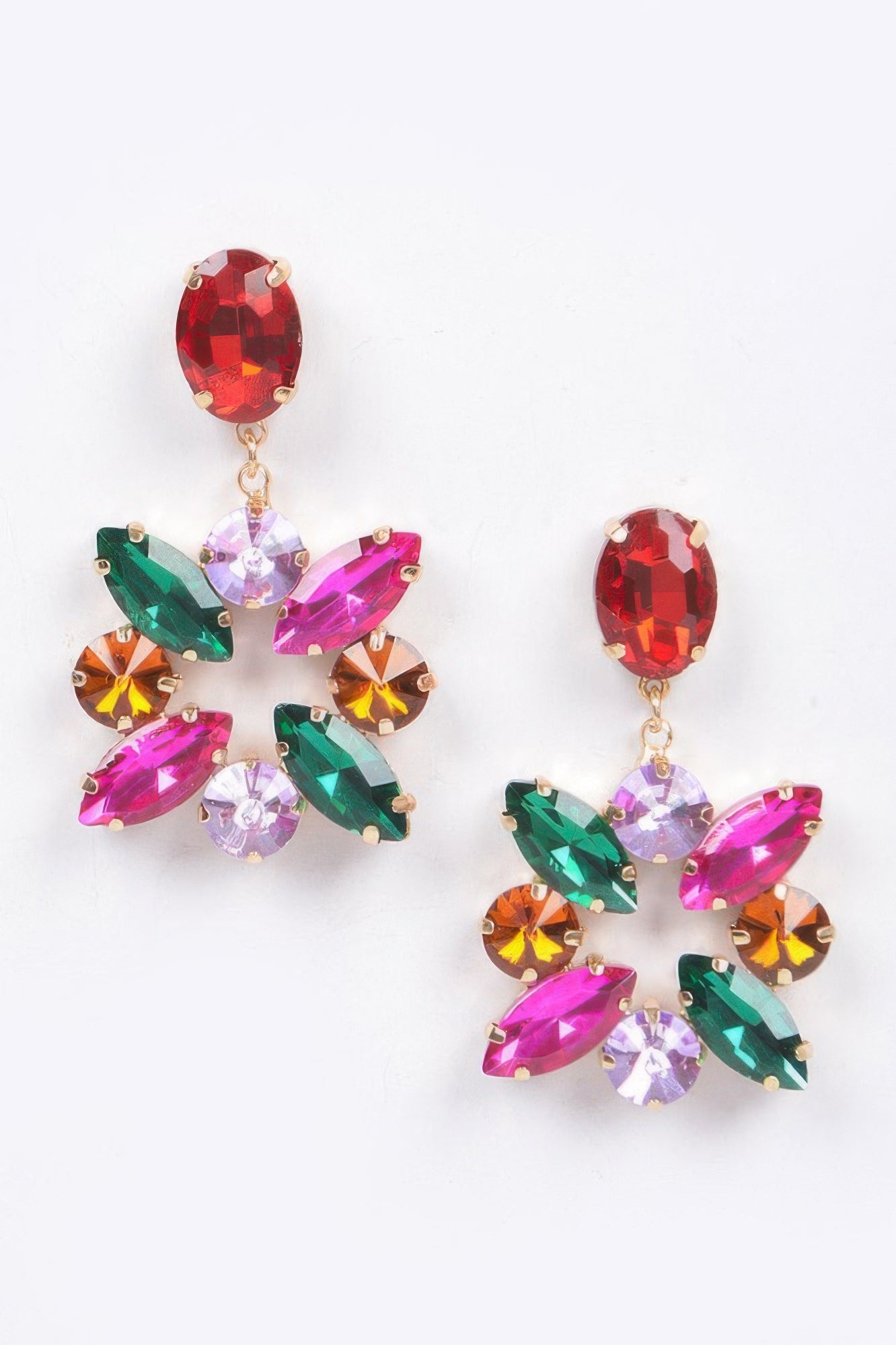 Multi Rhinestone Dangle Earring