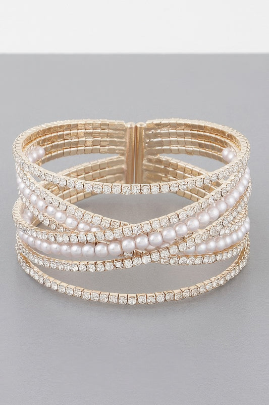Multi Cross Jewel Cuff Bracelet