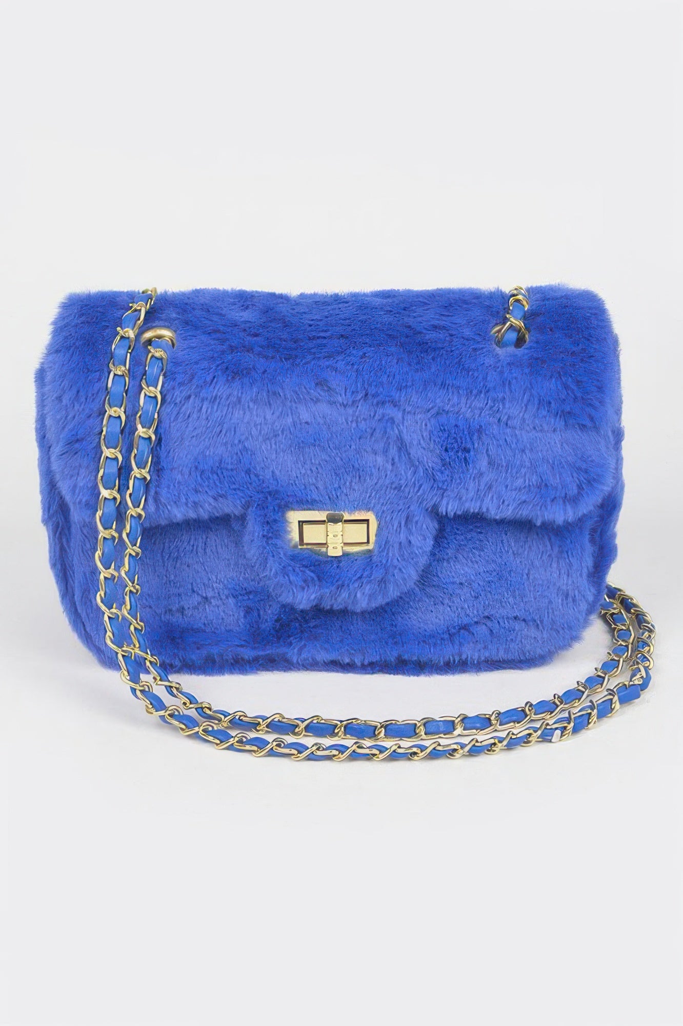 Faux Wool Flap Shoulder Bag