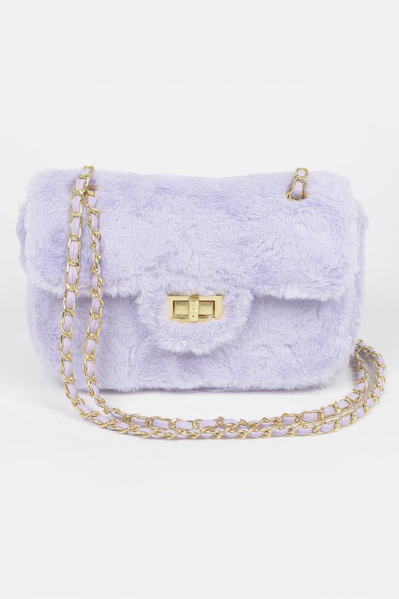 Faux Wool Flap Shoulder Bag