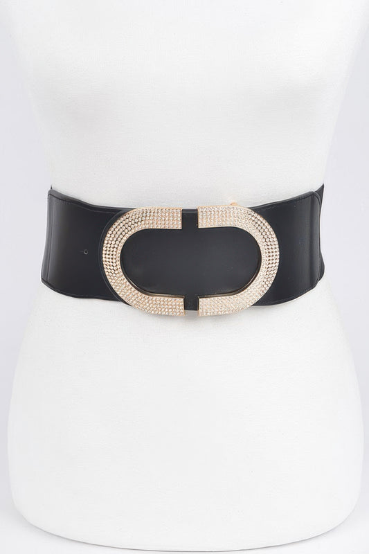Rhinestone Buckle Stretch Belt