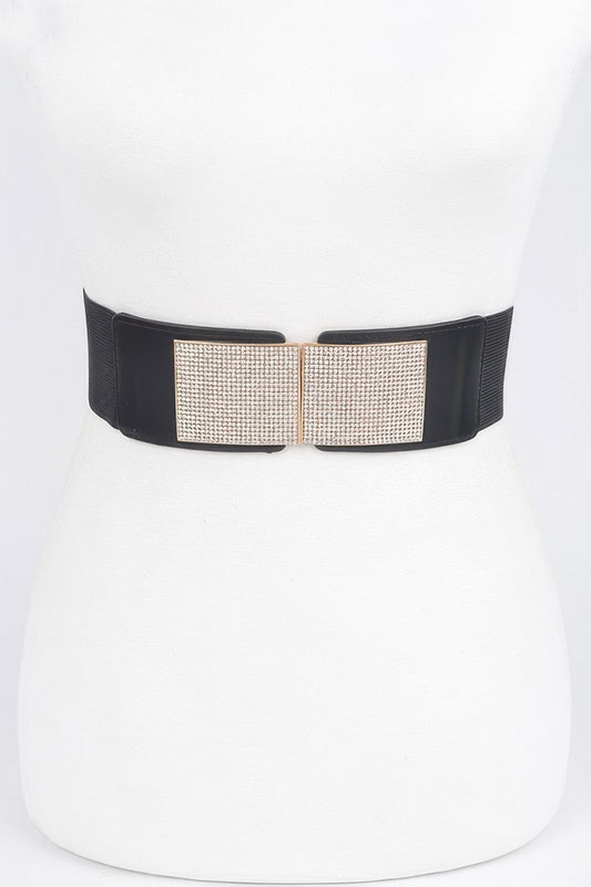 Rhinestone Metal Buckle Stretch Belt