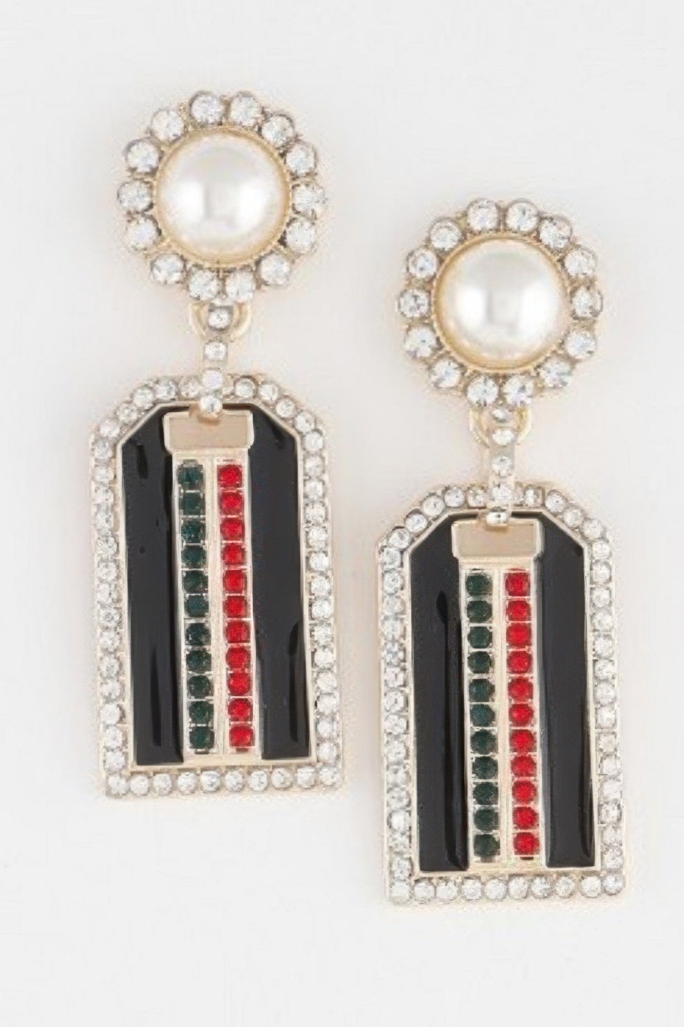 Jeweled Stripe Drop Earrings