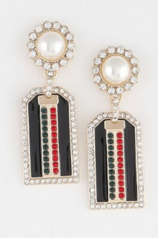 Jeweled Stripe Drop Earrings
