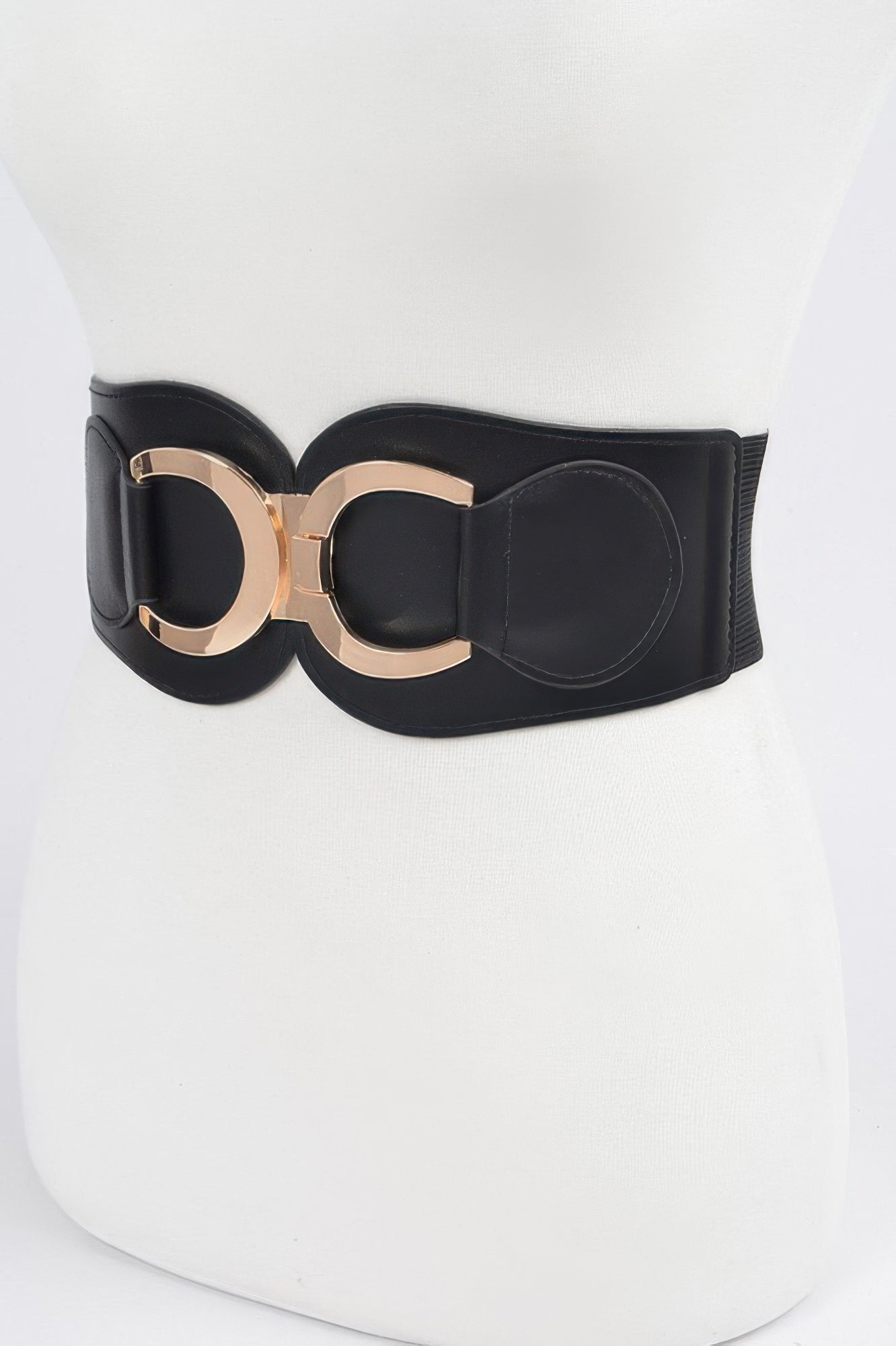 Faux Leather Wide Elastic Belt