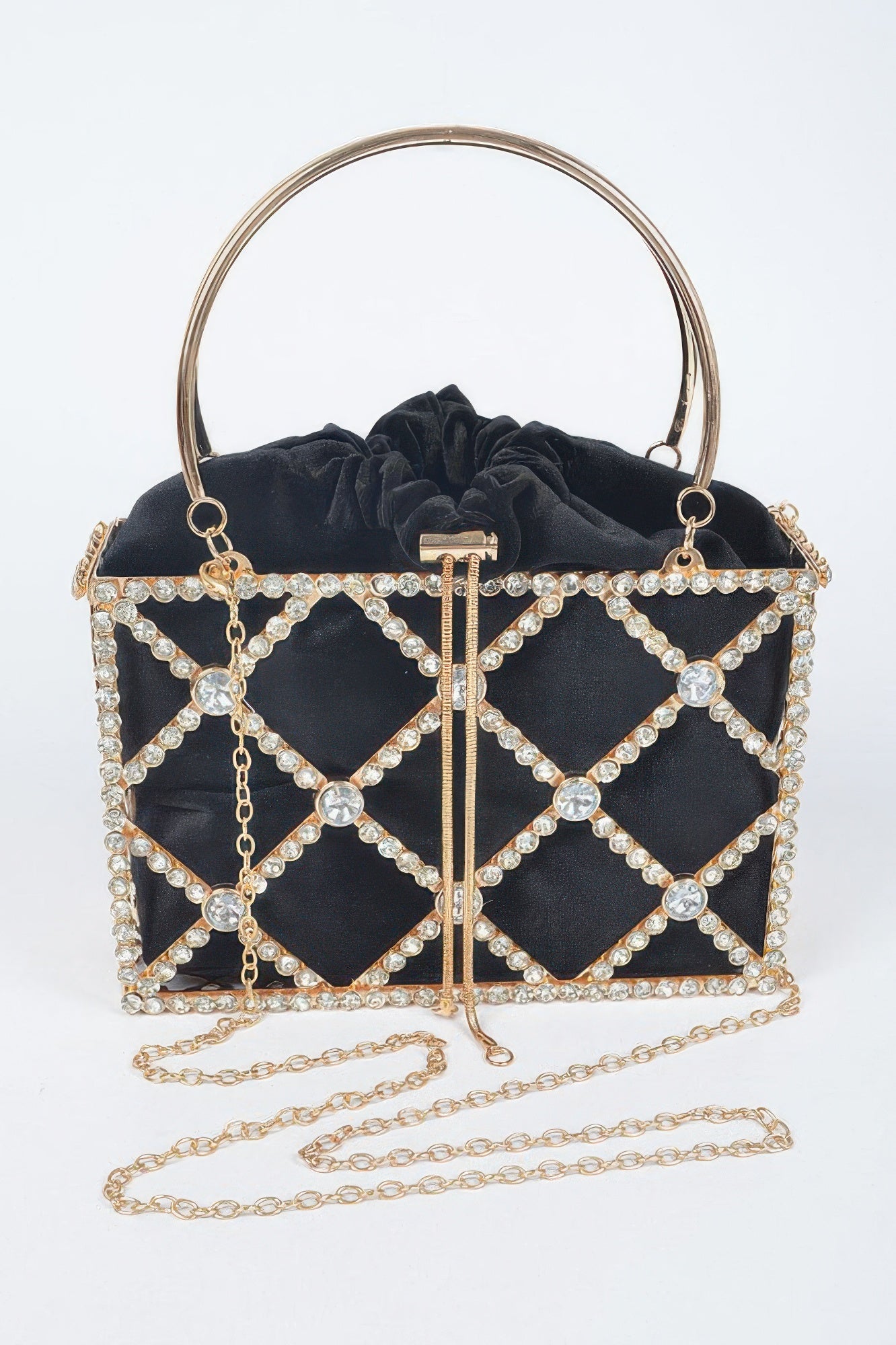 Rhinestone Metal Frame Clutch