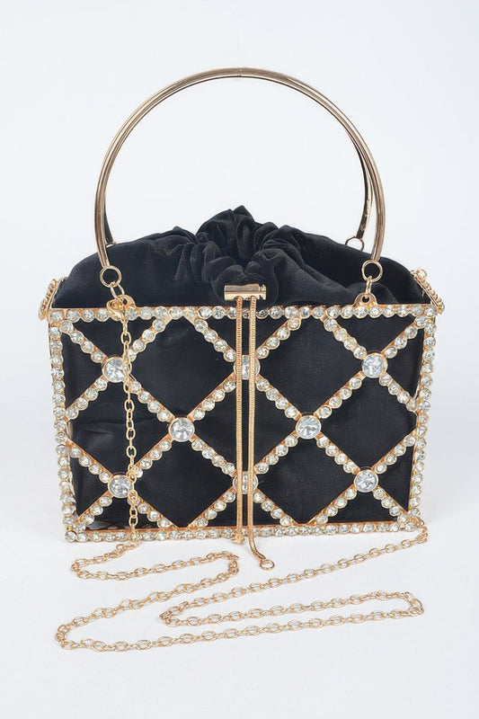Rhinestone Metal Frame Clutch