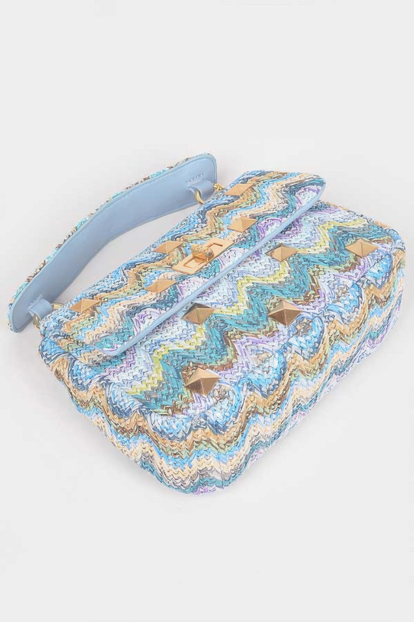 Faux Straw Flap Top Handle Bag