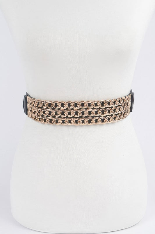 Multi Layered Chain Plus Size Elastic Belt