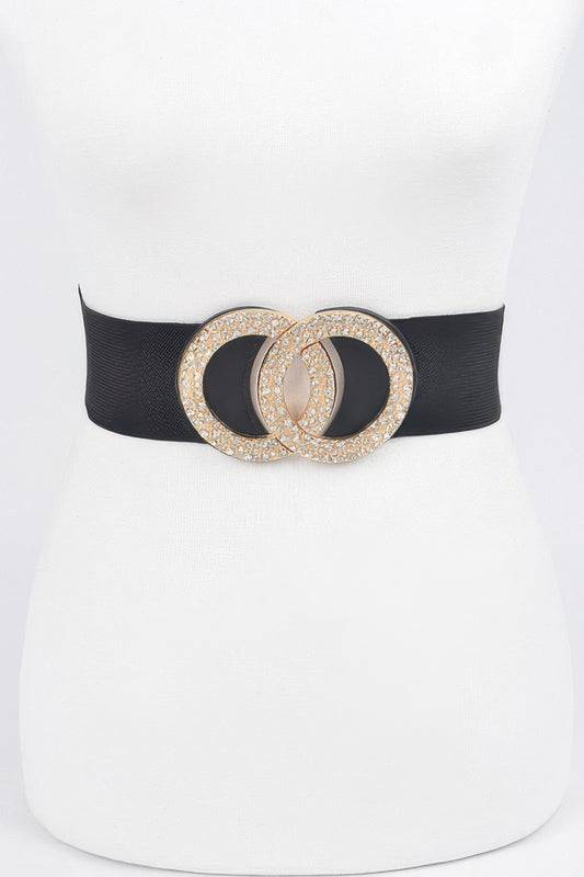 Rhinestone Buckle Plus Size Elastic Belt