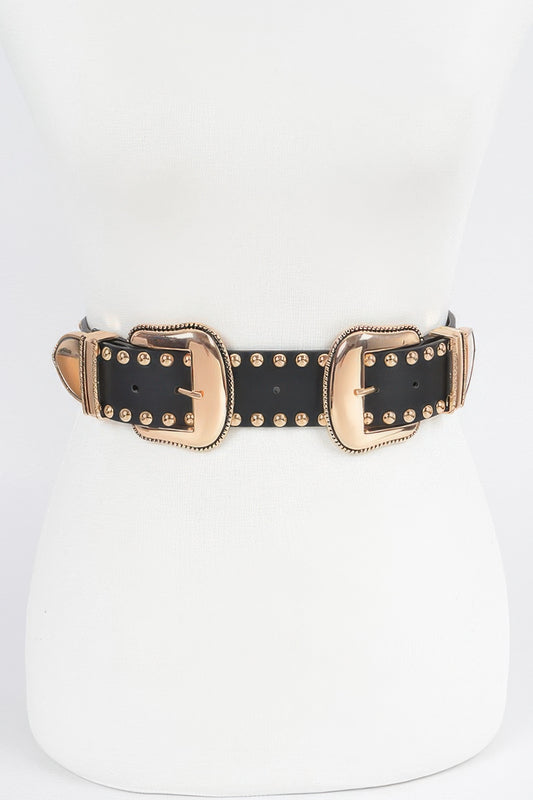 Studded Double Buckle Belt