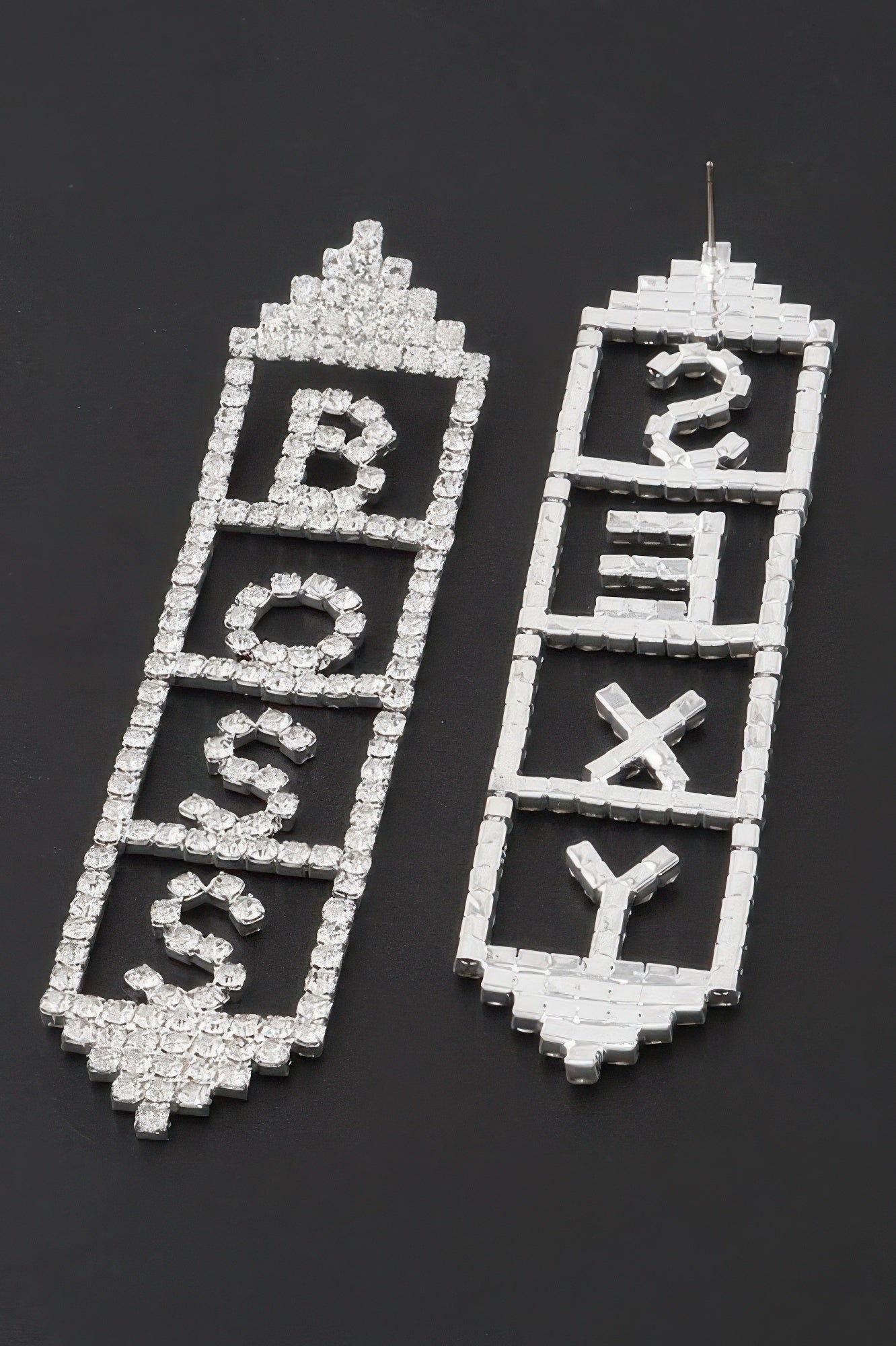 Boss Rhinestone Drop Earrings