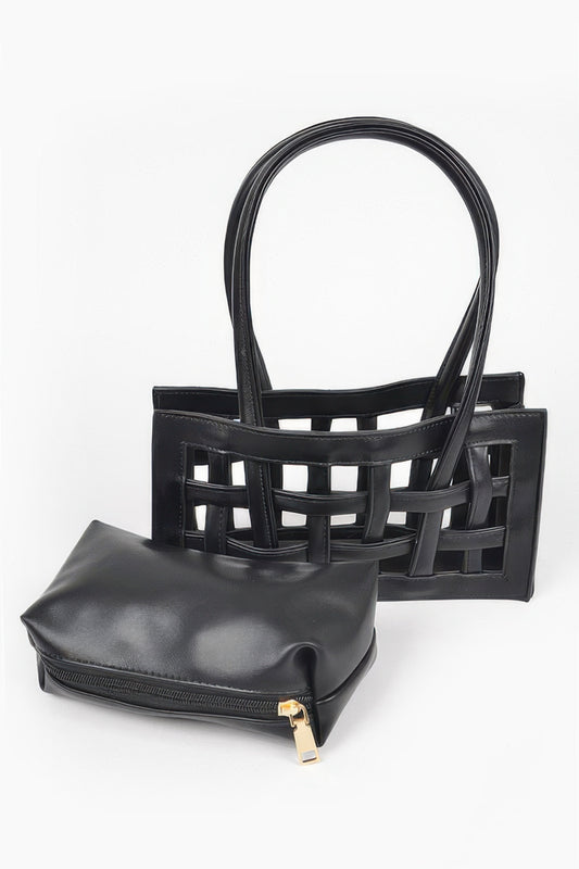 Woven Faux Leather Bag
