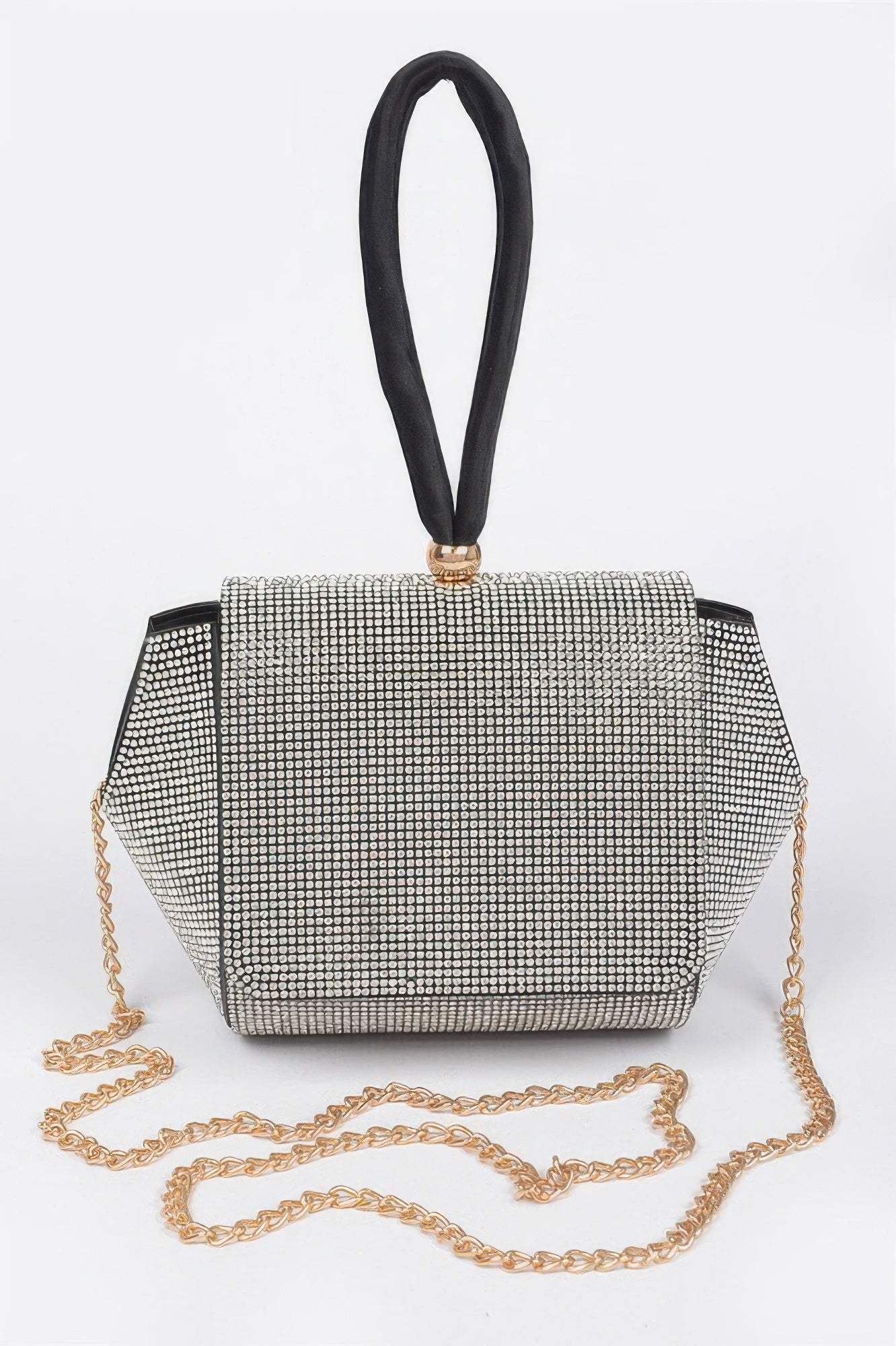 Rhinestone Wrist Band Flap Clutch