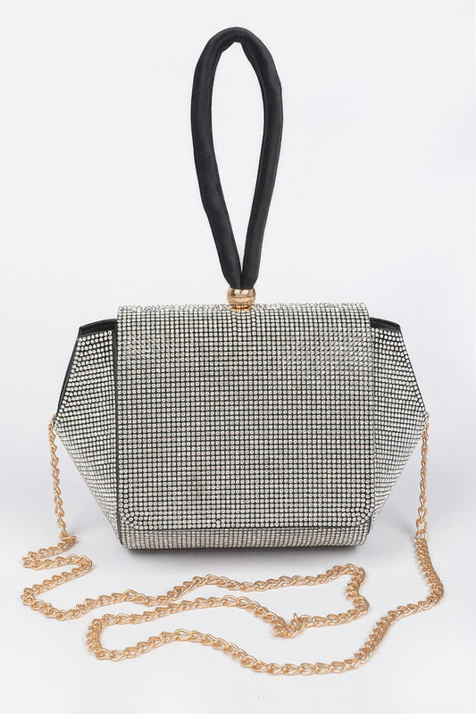 Rhinestone Wrist Band Flap Clutch