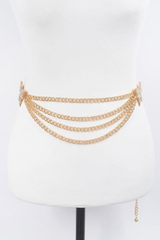 Butterfly Buckle Layered Chain Belt