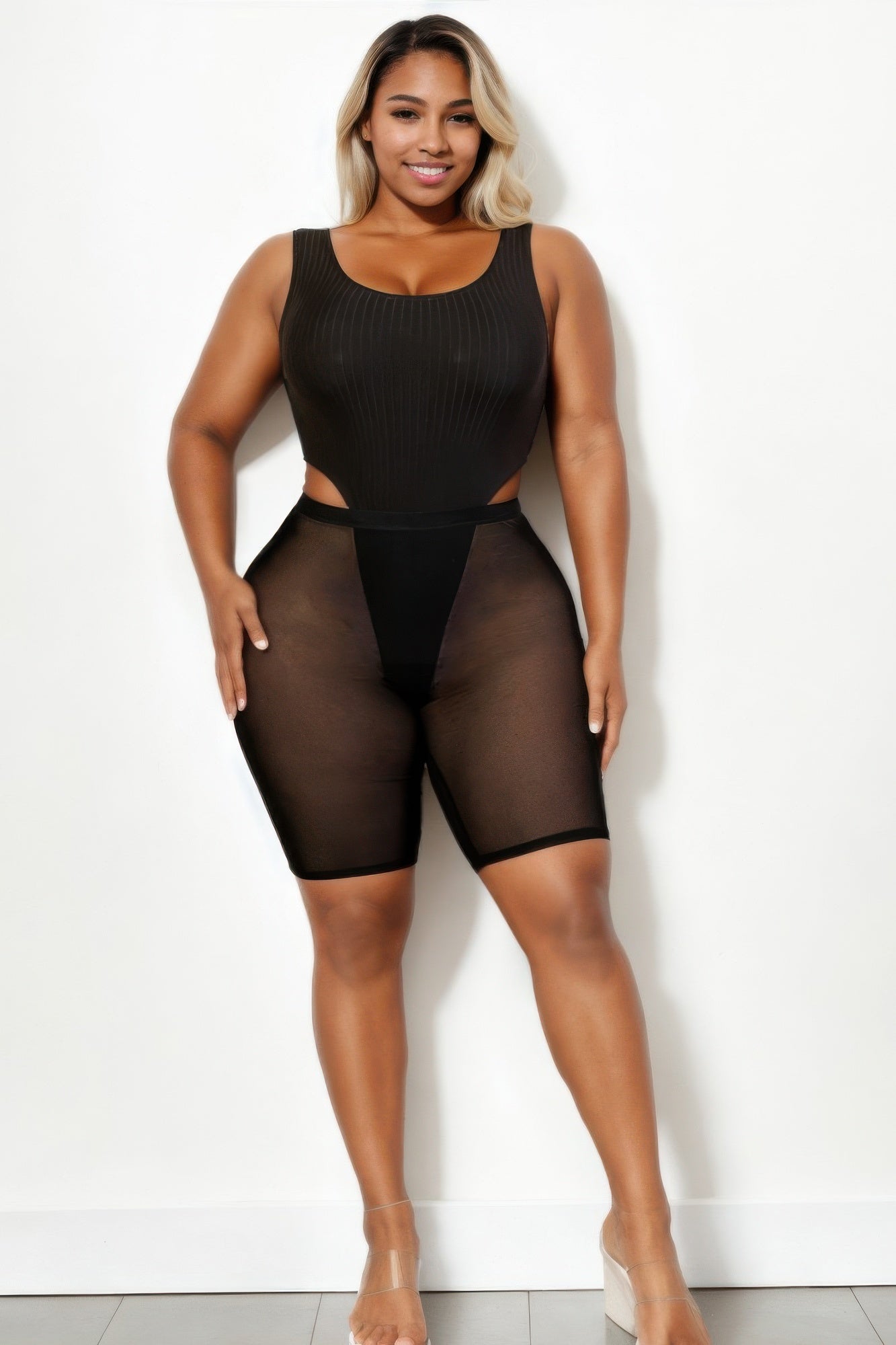 Plus Size Mesh Biker Shorts - PLUS SIZE BASICS & ACTIVEWEAR