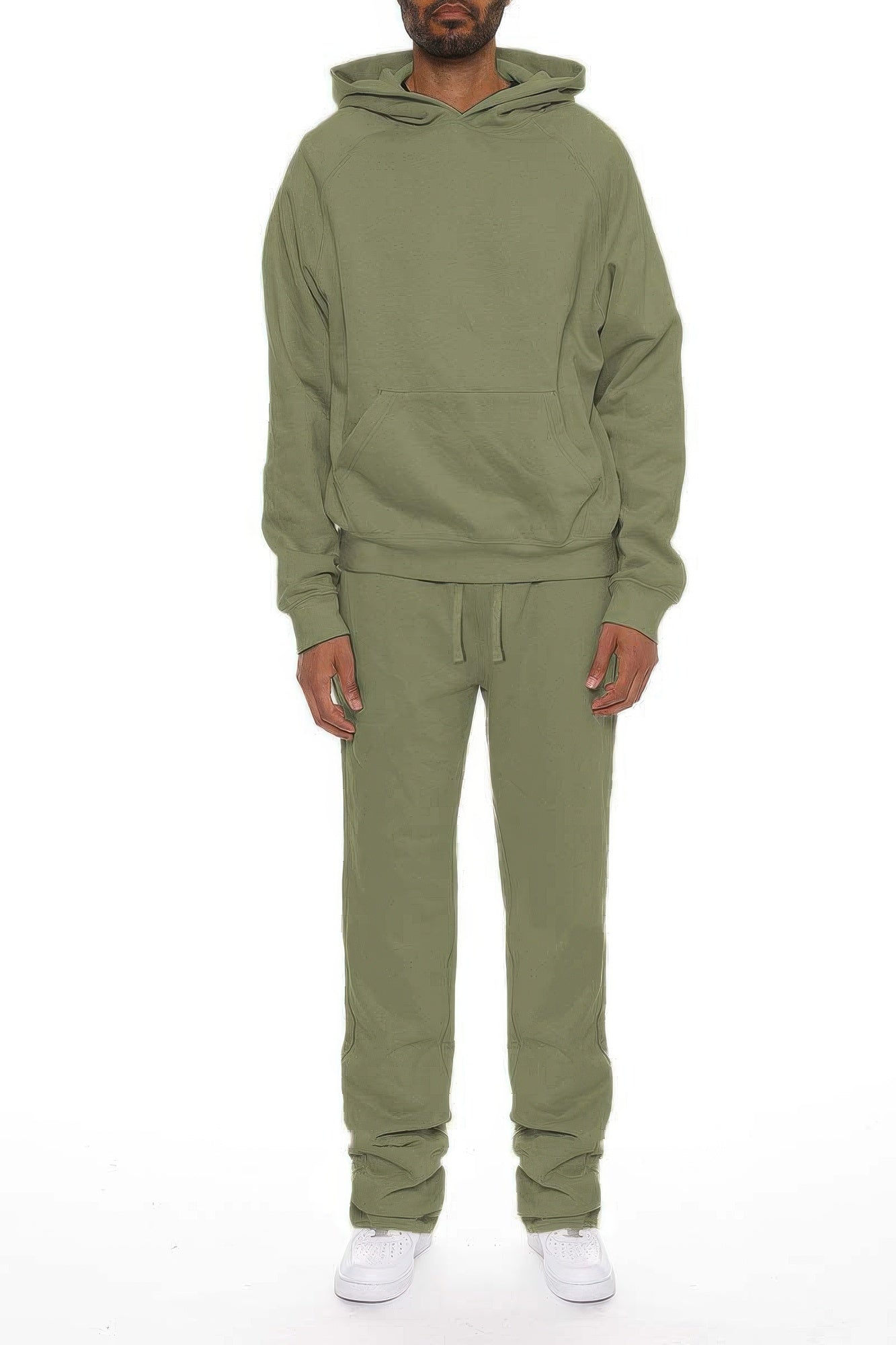 Men's Solid Stacked Flared Track Set - MENS BASIC & ACTIVEWEAR
