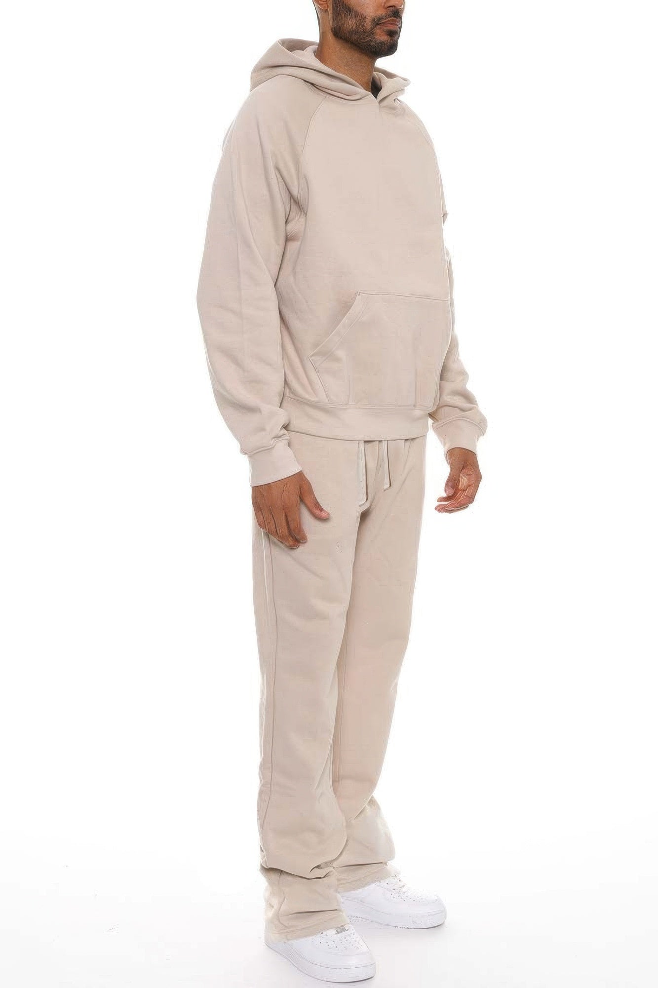 Men's Solid Stacked Flared Track Set - MENS BASIC & ACTIVEWEAR