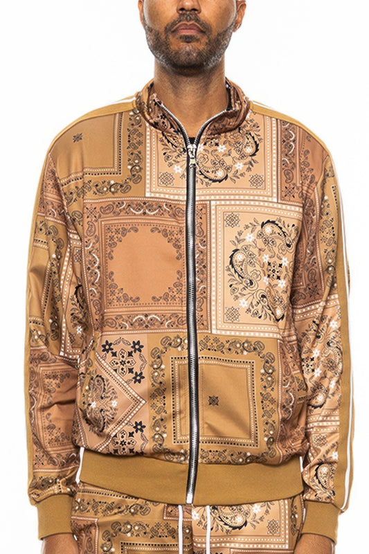 Mens Paisley Bandana Track Jacket - MENS BASIC & ACTIVEWEAR