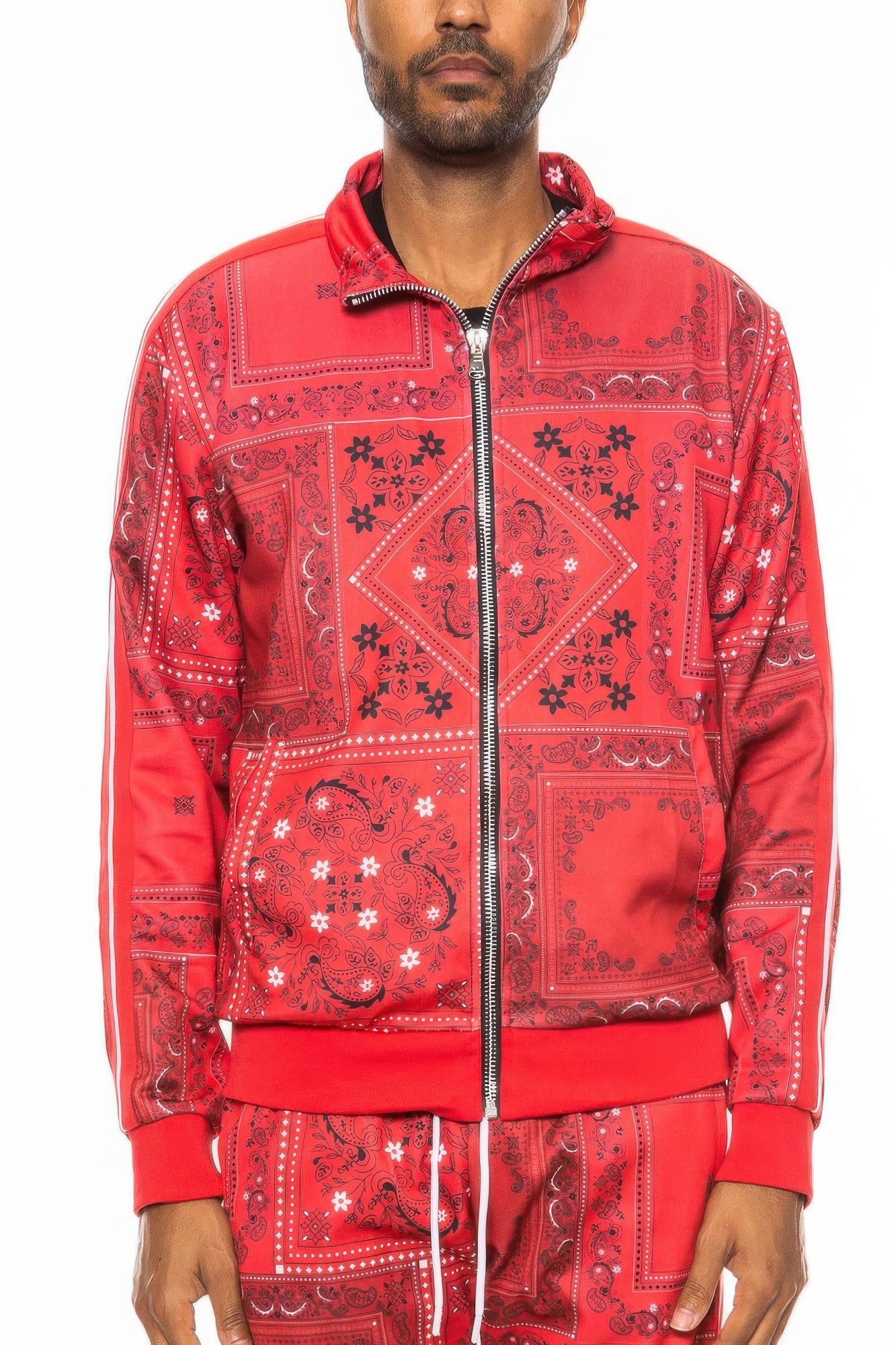 Mens Paisley Bandana Track Jacket - MENS BASIC & ACTIVEWEAR